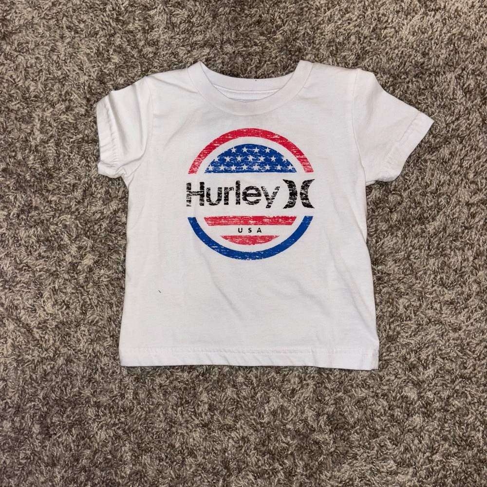 Hurley White Short Sleeve Tee with Patriotic Logo